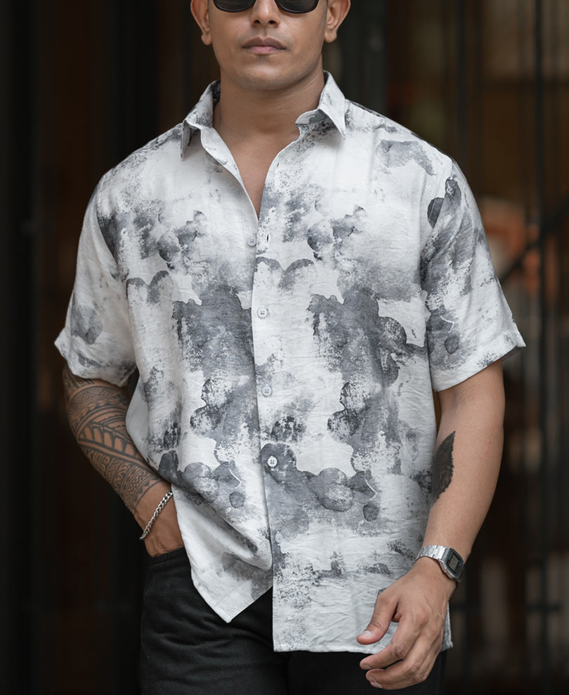 Grey Regular Fit Half Sleeves Shirt