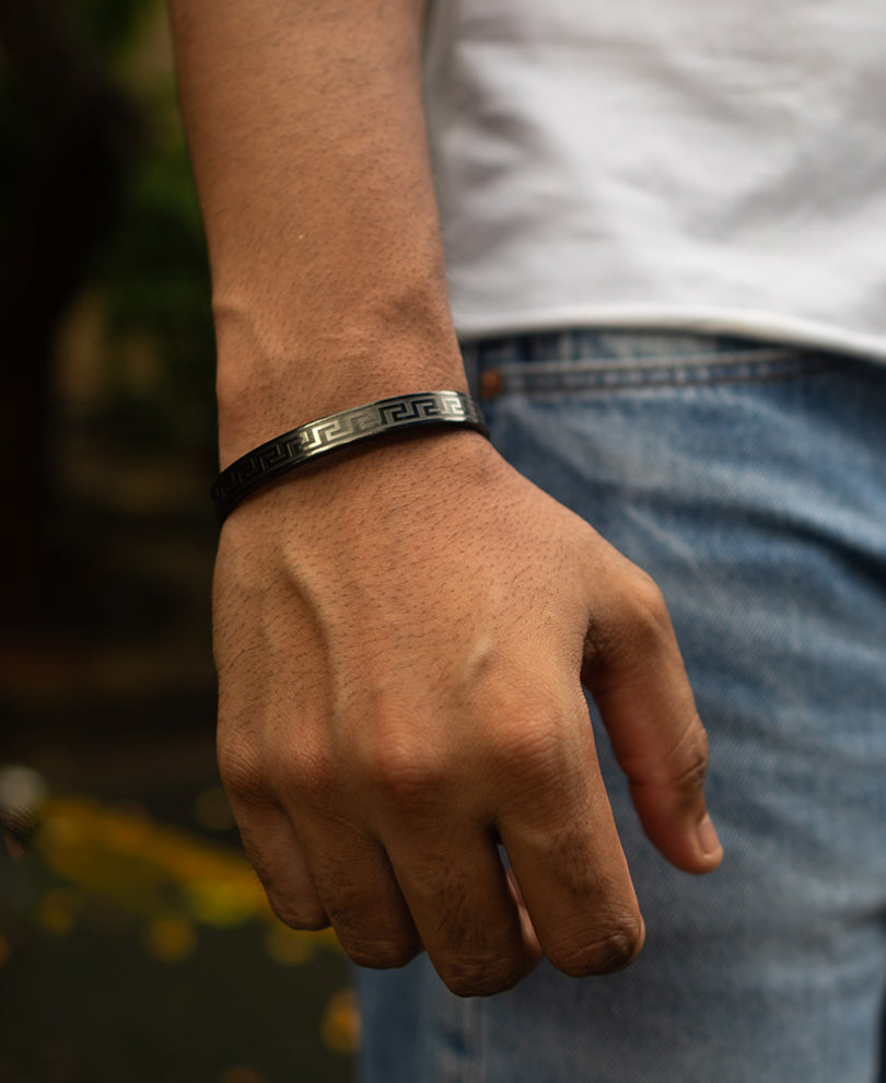 Black Greek Pattern Bracelet