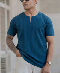 Blue Structured Stripe T-Shirt