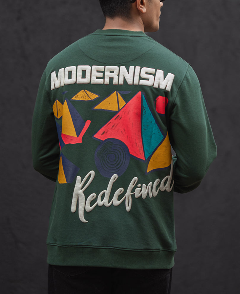 Green Regular Fit Full Sleeves Printed T-Shirt