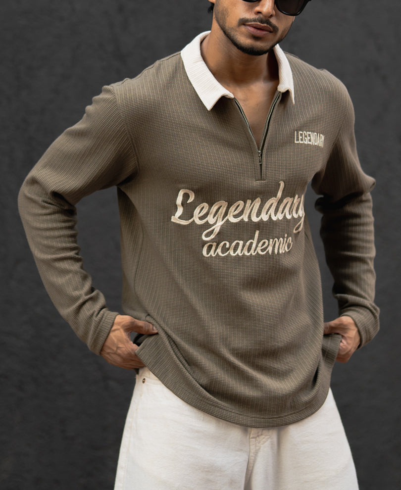 Green Olive Regular Fit Full Sleeves T-Shirt