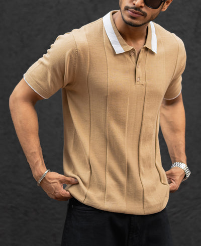 Khaki Regular Fit Half Sleeves T-Shirt