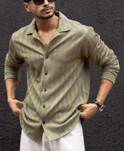 Olive Green Structured Full Sleeves Shirt