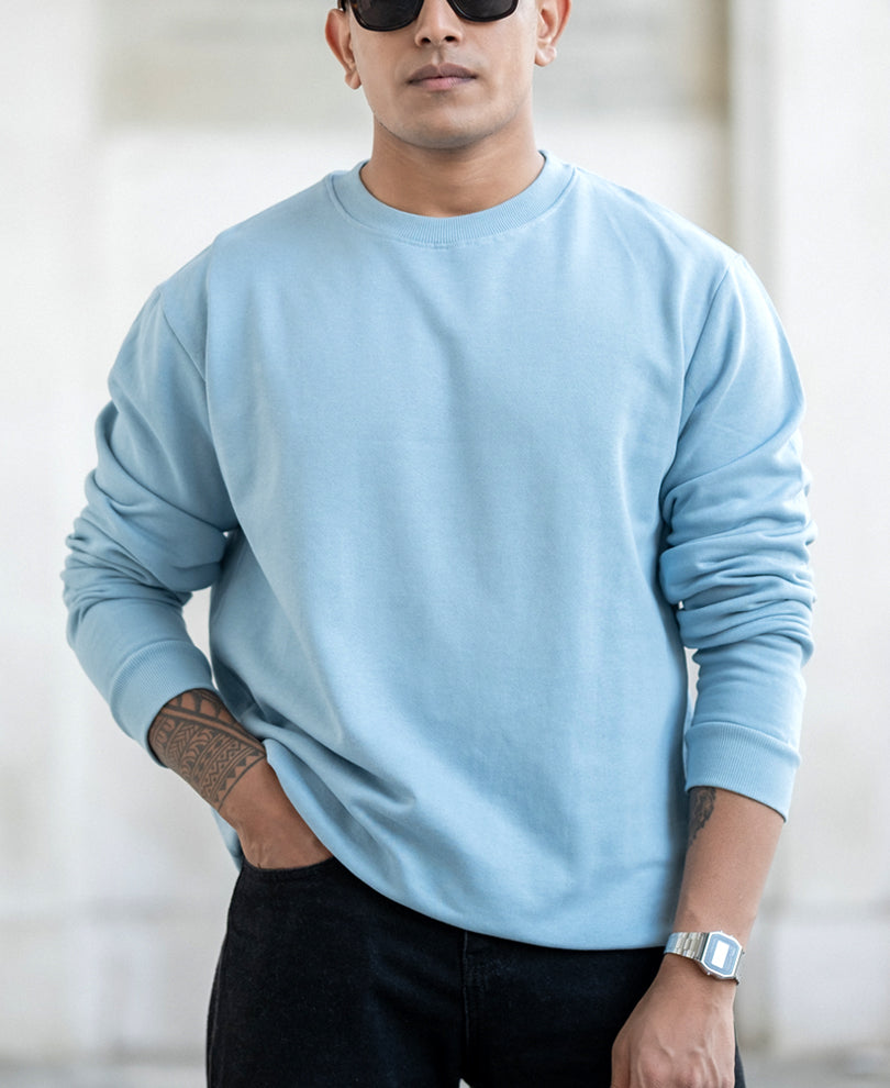Sky Grey Regular Fit Full Sleeves T-Shirt
