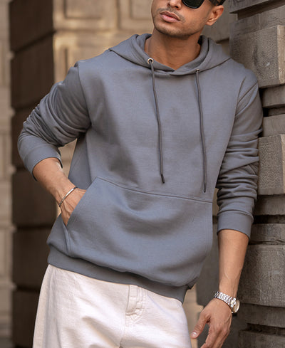 Steal Grey Regular Fit Hoodie Style Sweatshirt