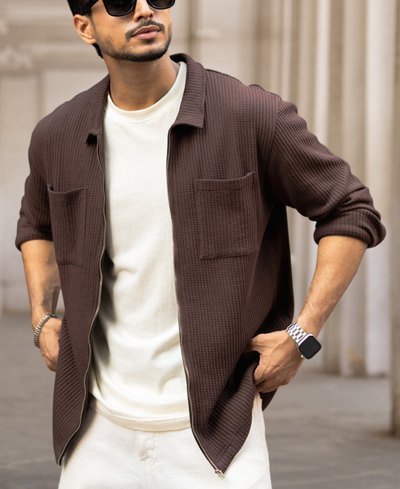 Dark Brown Full Sleeves Regular Fit Shirt