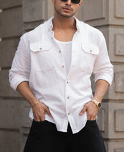 White Cotton Regular Fit Full Sleeves Shirt