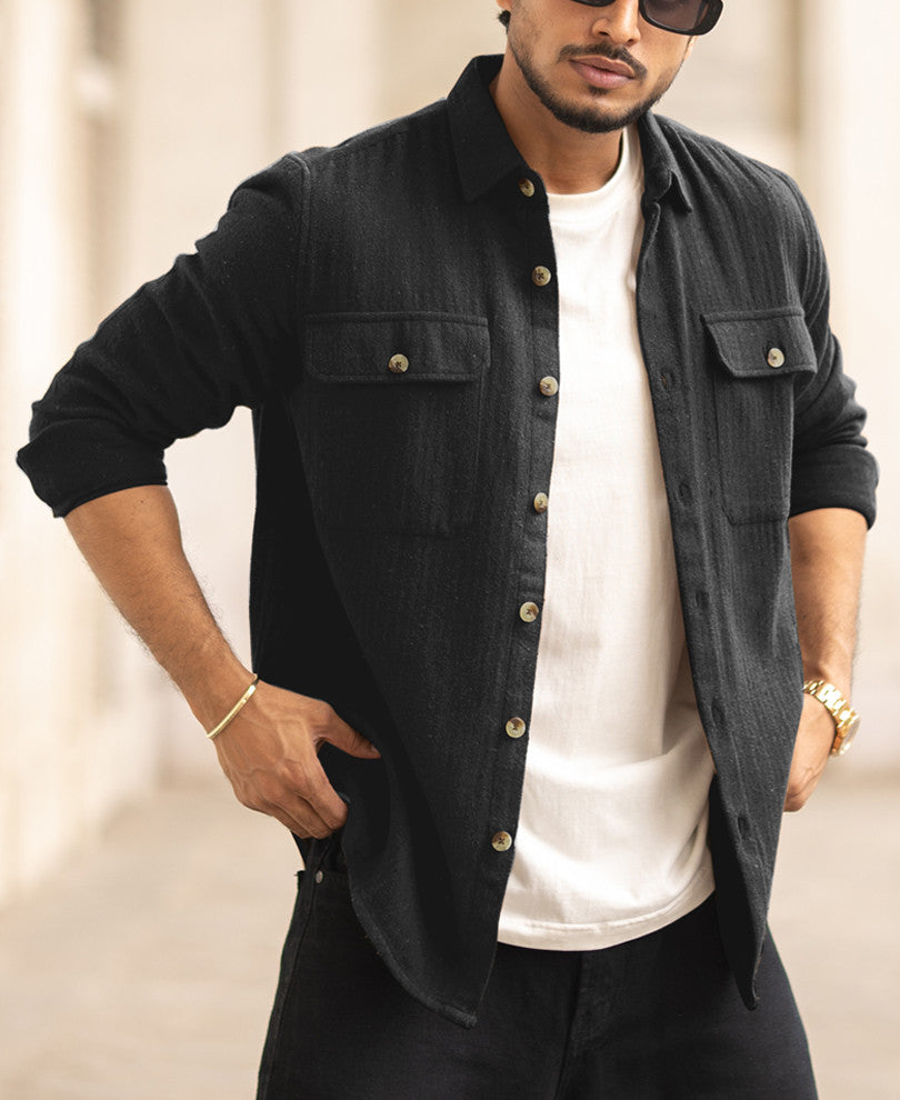 Black Flannel Overshirt