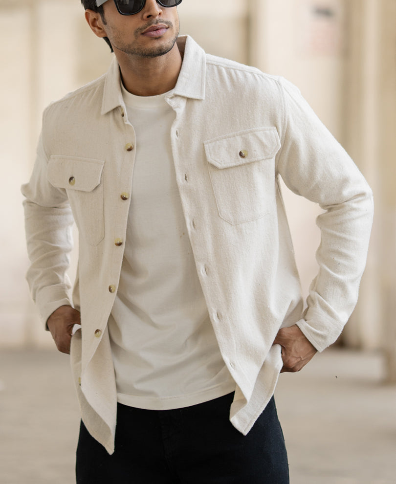 Cream Flannel Overshirt