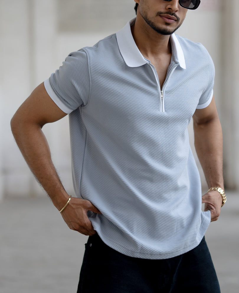 Cloud Blue Regular Fit Half Sleeves T-Shirt