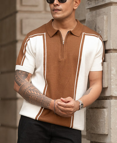 Brown Regular Fit Half Sleeves Knit T-Shirt