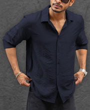 Basic Blue Regular Fit Full Sleeves Shirt