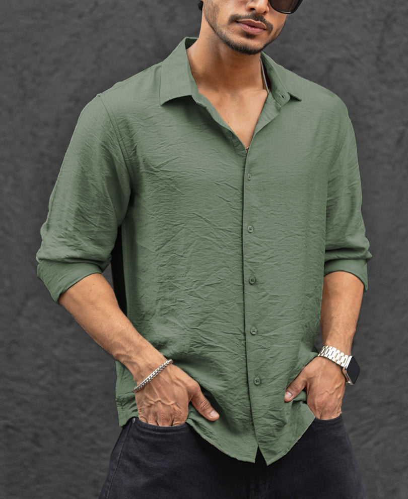 Light Green Regular Fit Full Sleeves Shirt