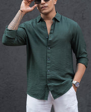 Dark Green Regular Fit Full Sleeves Shirt