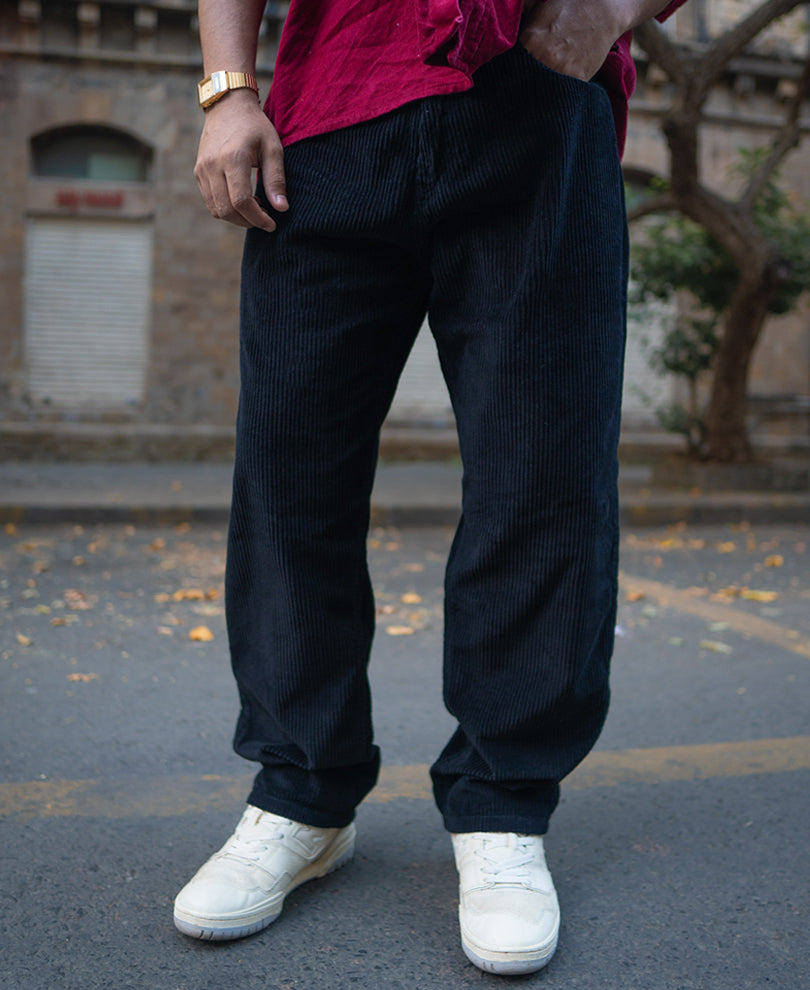 Black Corduroy Baggy Fit Pant