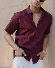 Wine Regular Fit Half Sleeves Shirt