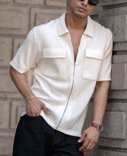 Light Fawn Corduroy Oversized Half Sleeves Shirt