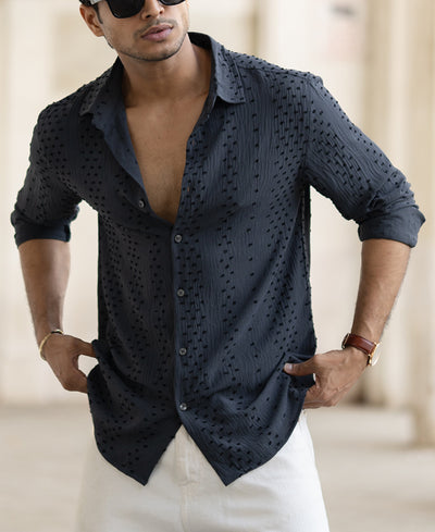 Grey Structured Flowy Shirt