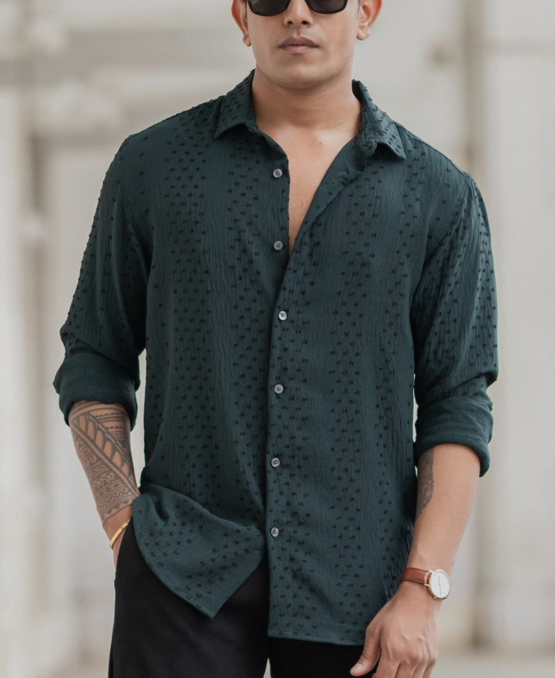 Green Structured Flowy Shirt