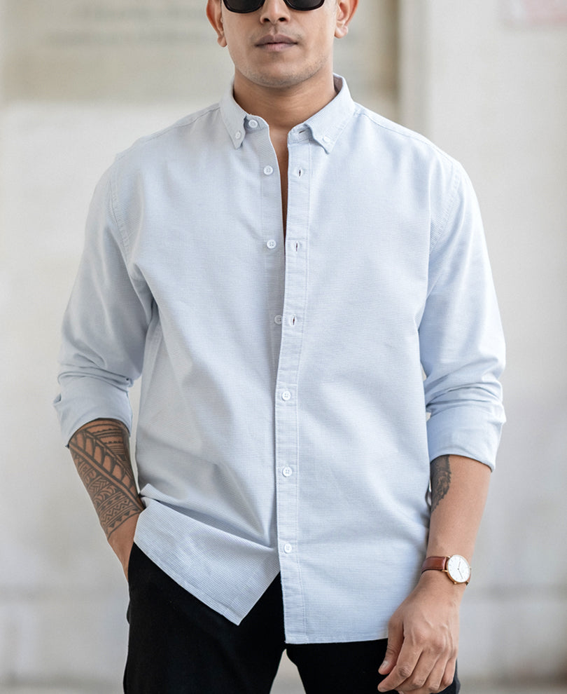 Sky Blue Micro Check Shirt