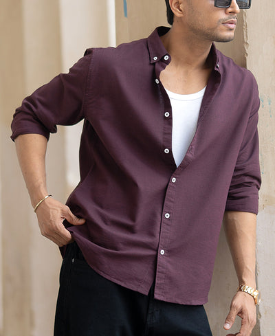 Wine Micro Checks Shirt