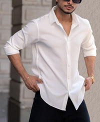 White Structure Regular Fit Shirt