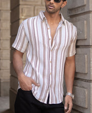 Brown Structured Stripe Shirt