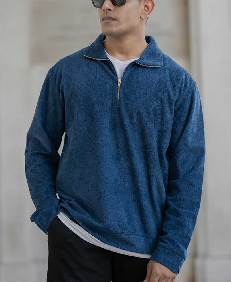 Navy Quarter Zip Polo T-Shirt