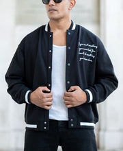 Black Embroidered Varsity Jacket