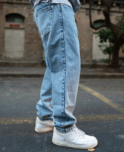 Light Blue Baggy Fit Basic Denim Jeans