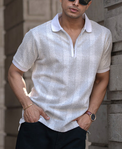 Grey Checks Polo T-Shirt