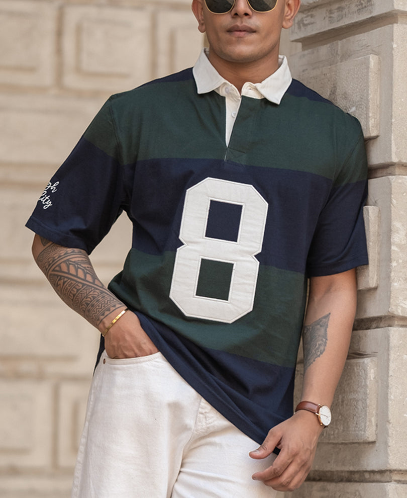 Green Embroidered Stripe T-Shirt