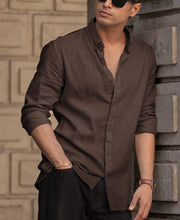 Brown Linen Blend Shirt