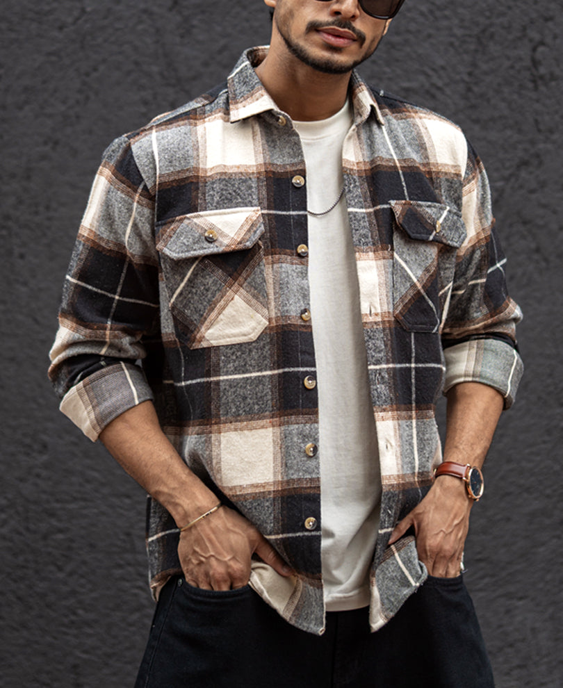 Multicolour Regular Fit Full Sleeves Shirt With Double Pocket