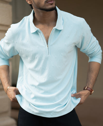 Sky Blue Regular Fit Full Sleeves T-Shirt