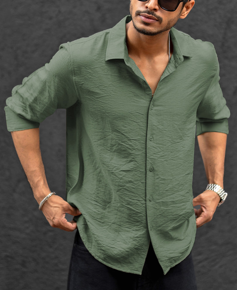 Light Green Regular Fit Full Sleeves Shirt