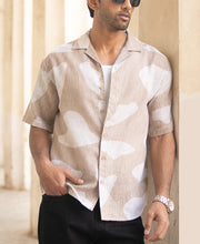 Beige Abstract Oversized Printed Shirt