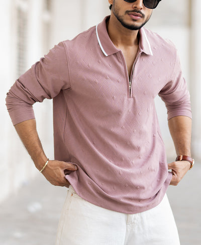 Dull Rose Regular Fit Full Sleeves T-Shirt