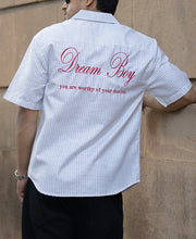 Grey Stripes Printed Oversized Half Sleeves Shirt