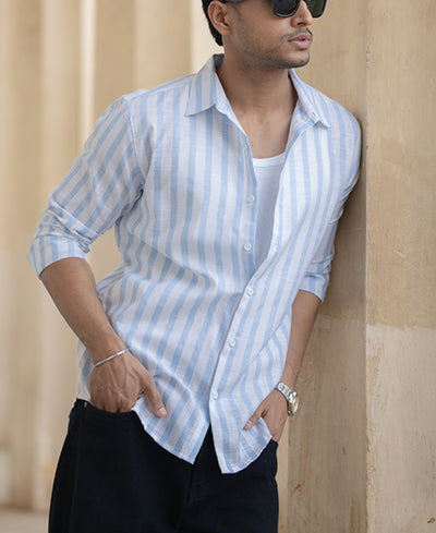Light Blue Nautical Stripe Shirt