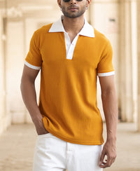 Mustard Half Sleeves Regular Fit T-Shirt