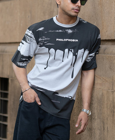 Black & Grey Abstract Graphic T-Shirt