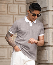 Grey Contrast Collar Polo T-Shirt