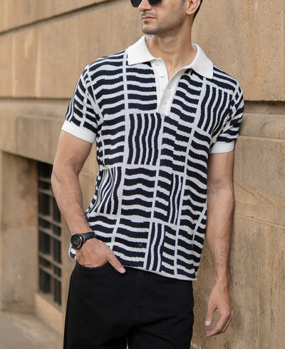 Black Abstract Jacquard T-Shirt