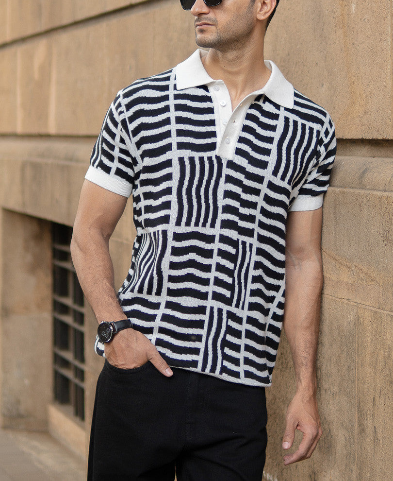 Black Abstract Jacquard T-Shirt