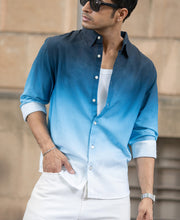 Dark Blue Ombre Print Shirt.