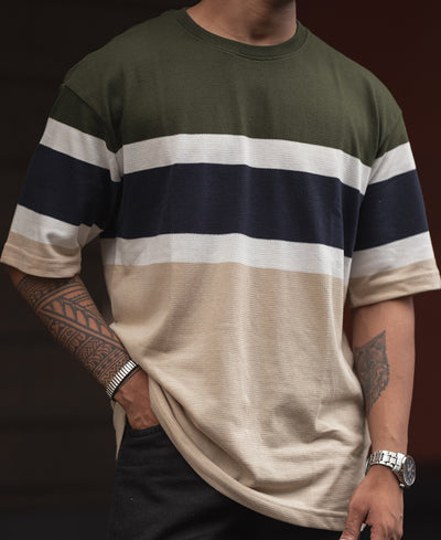 Multicolor Oversized Fit Half Sleeves T Shirt