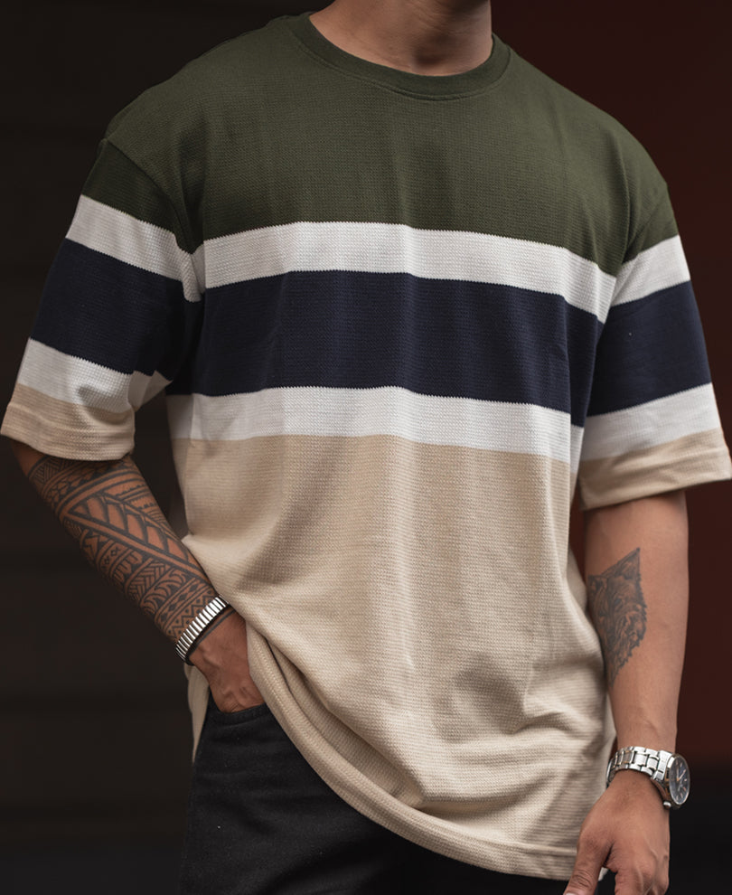 Multicolor Oversized Fit Half Sleeves T Shirt