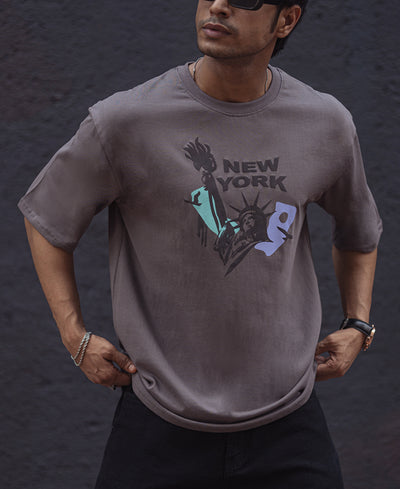 Charcoal Grey Oversized Structured T Shirt