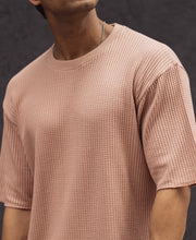 Peach Structured Oversized Half Sleeves T Shirt